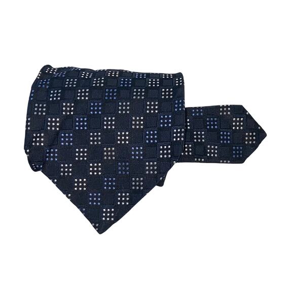 Vtg Roberto Villini Necktie Black Blue Silk Handmade 60.5x4 Traditional Preppy - Picture 7 of 9